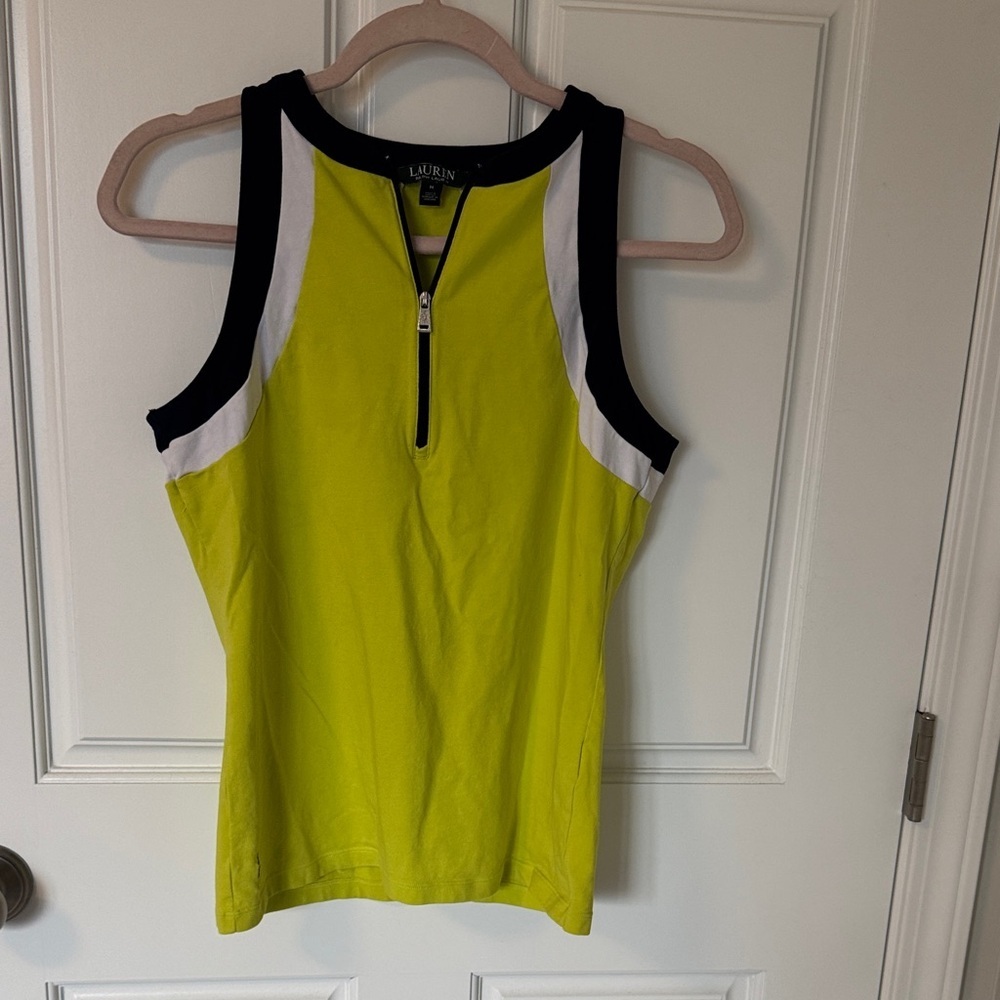 Ralph Lauren Lime Zip-Front Athletic Tank Top